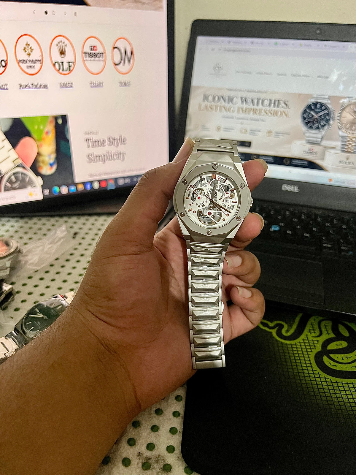 Hublot Skeleton White Dial Premium First Copy Automatic Watch – Luxury Stainless Steel Men’s Watch
