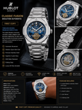 Hublot Classic Fusion Blue Skeleton Premium First Copy Watch – Luxury Stainless Steel Men’s Watch