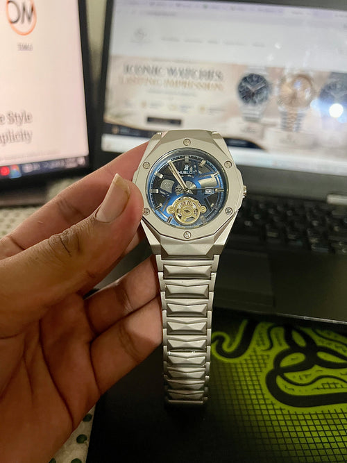 Hublot Classic Fusion Blue Skeleton Premium First Copy Watch – Luxury Stainless Steel Men’s Watch