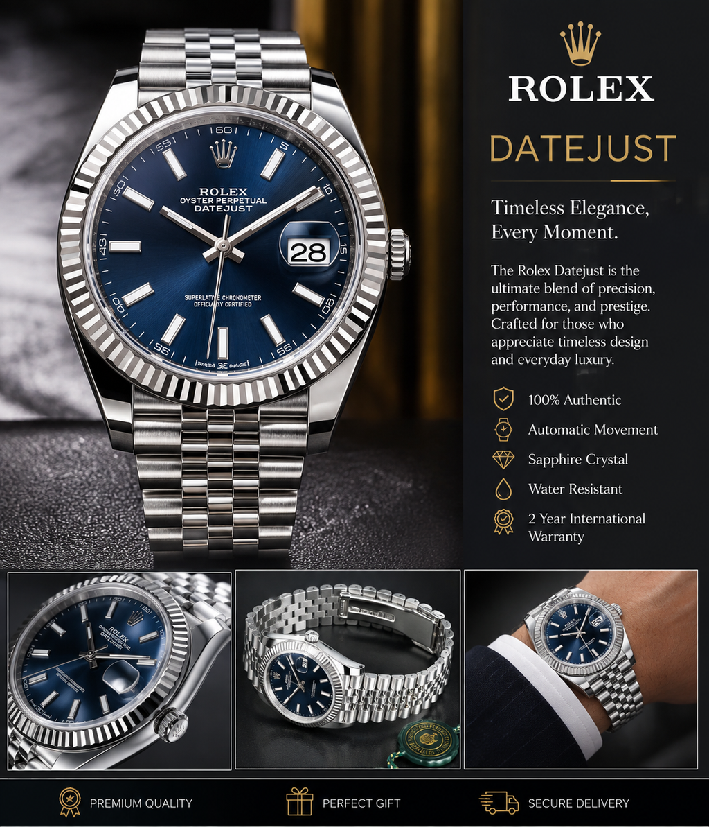 Luxury Blue Dial Datejust Watch – Premium Stainless Steel